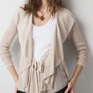 White House Black Market Cream Draped Cardigan NWT